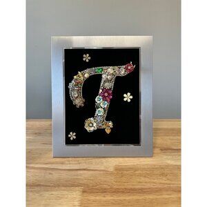 Framed Vintage Jewelry Initial Monogram Letter T